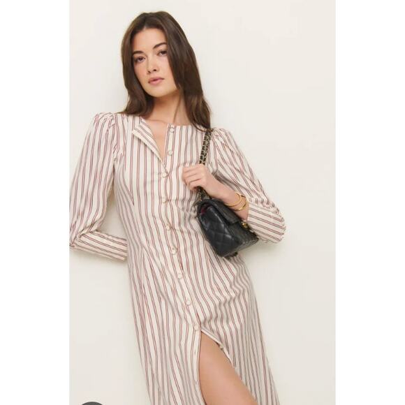 Reformation Halia Midi Dress in August Stripe size 4 - Picture 8 of 8